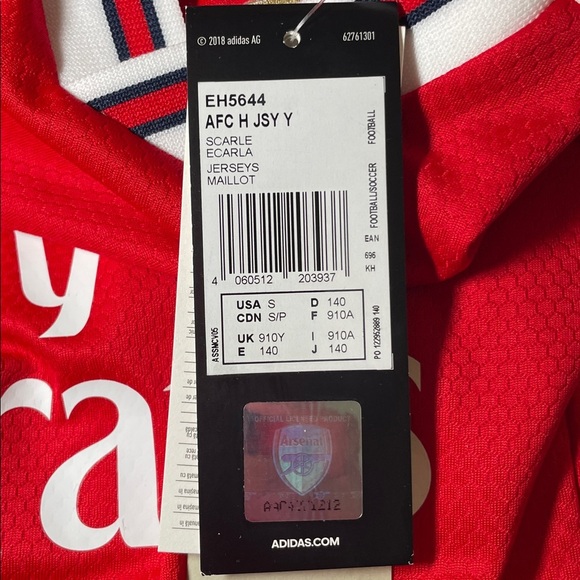 Adidas Arsenal FC Official 2020-2021 Kids Red and White Home Soccer Jersey sz S - Picture 6 of 14